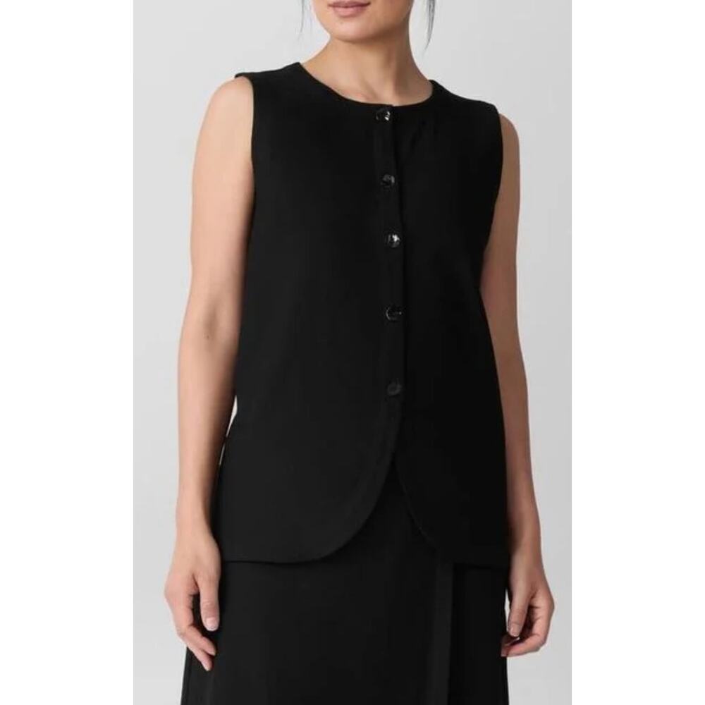 Eileen Fisher Black Vest, Size XL